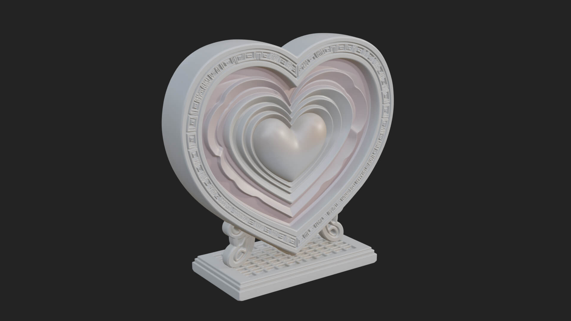 Ornate Framed Heart Plaque Design 82 3D Print Model 3D Model
