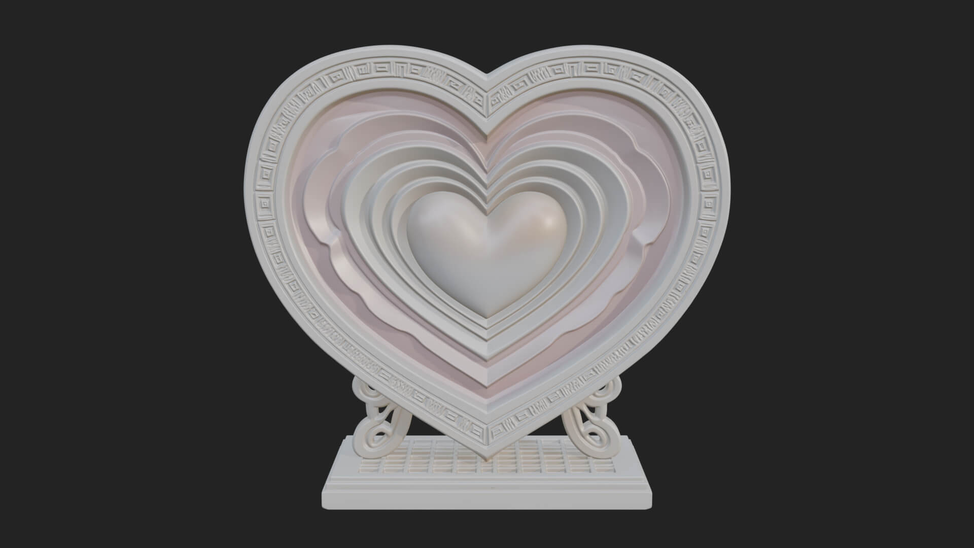 Ornate Framed Heart Plaque Design 82 3D Print Model 3D Model