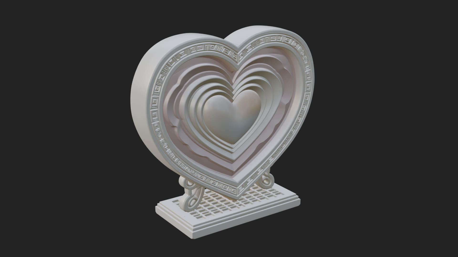 Ornate Framed Heart Plaque Design 82 3D Print Model 3D Model