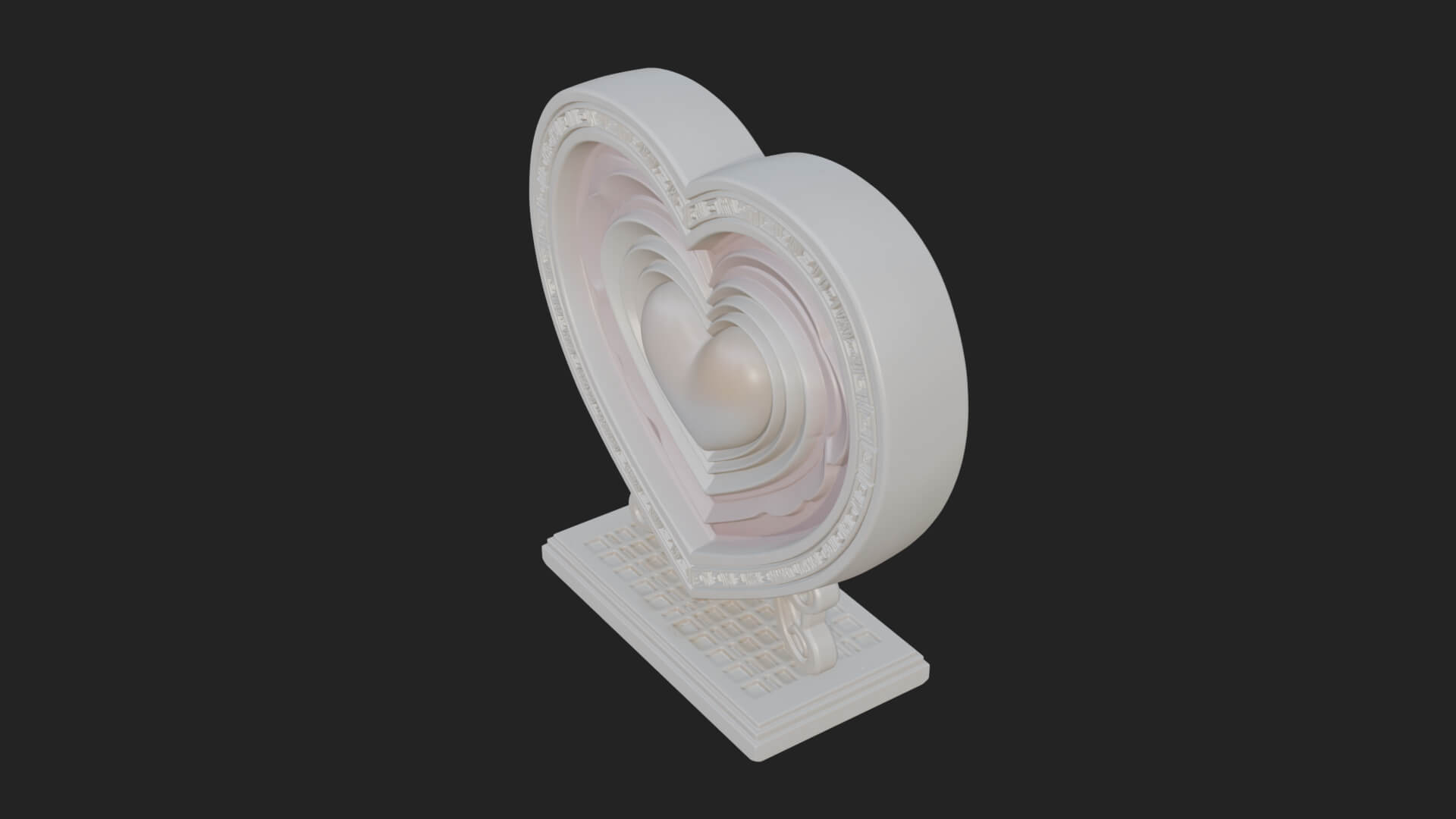 Ornate Framed Heart Plaque Design 82 3D Print Model 3D Model