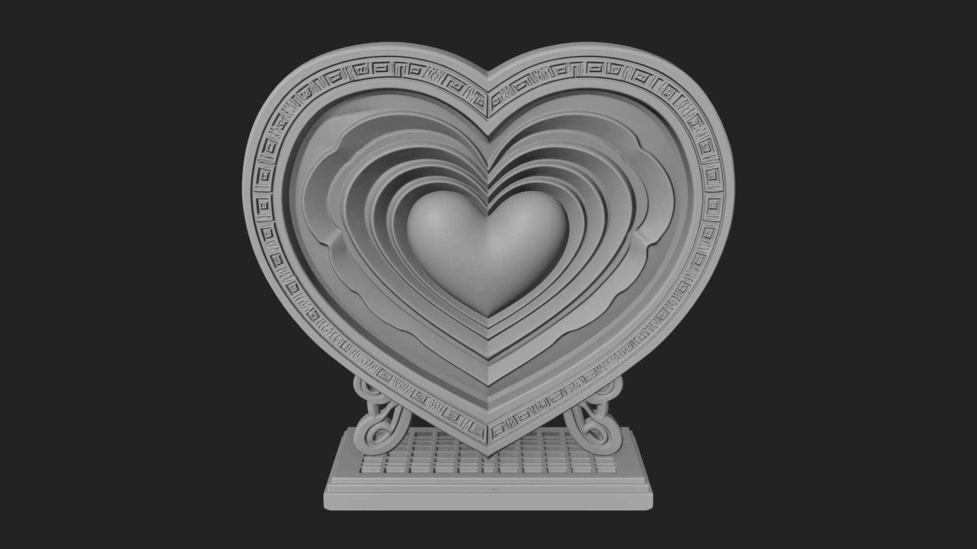 Ornate Framed Heart Plaque Design 82 3D Print Model 3D Model