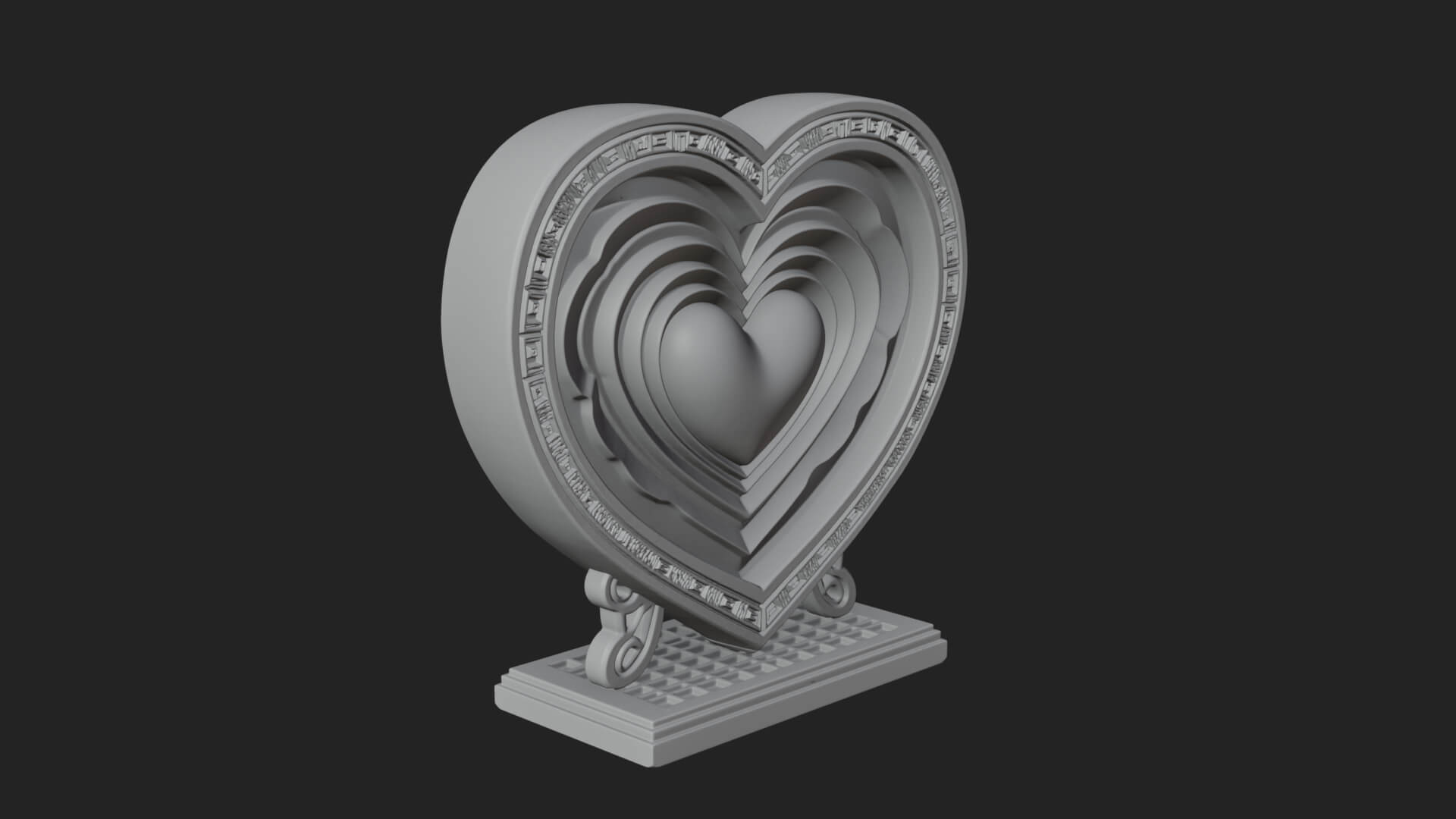 Ornate Framed Heart Plaque Design 82 3D Print Model 3D Model