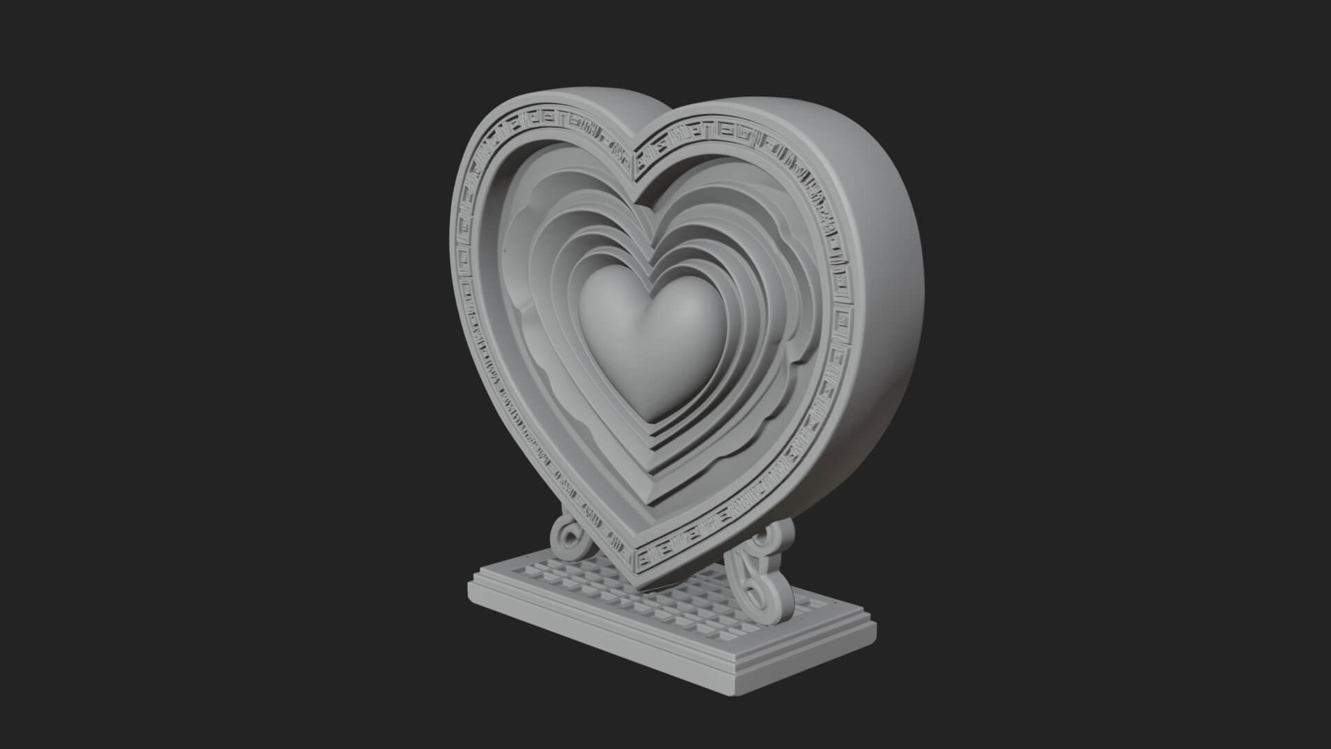 Ornate Framed Heart Plaque Design 82 3D Print Model 3D Model