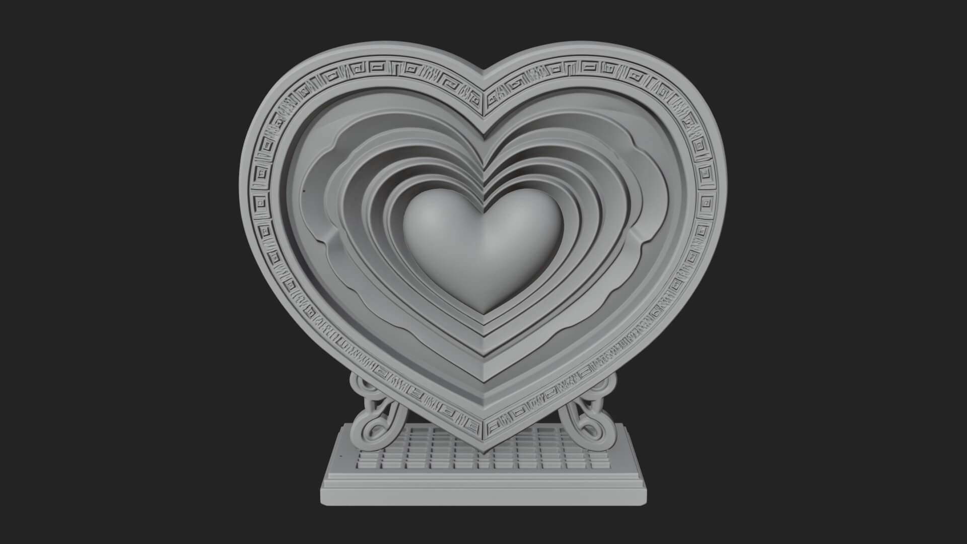 Ornate Framed Heart Plaque Design 82 3D Print Model 3D Model