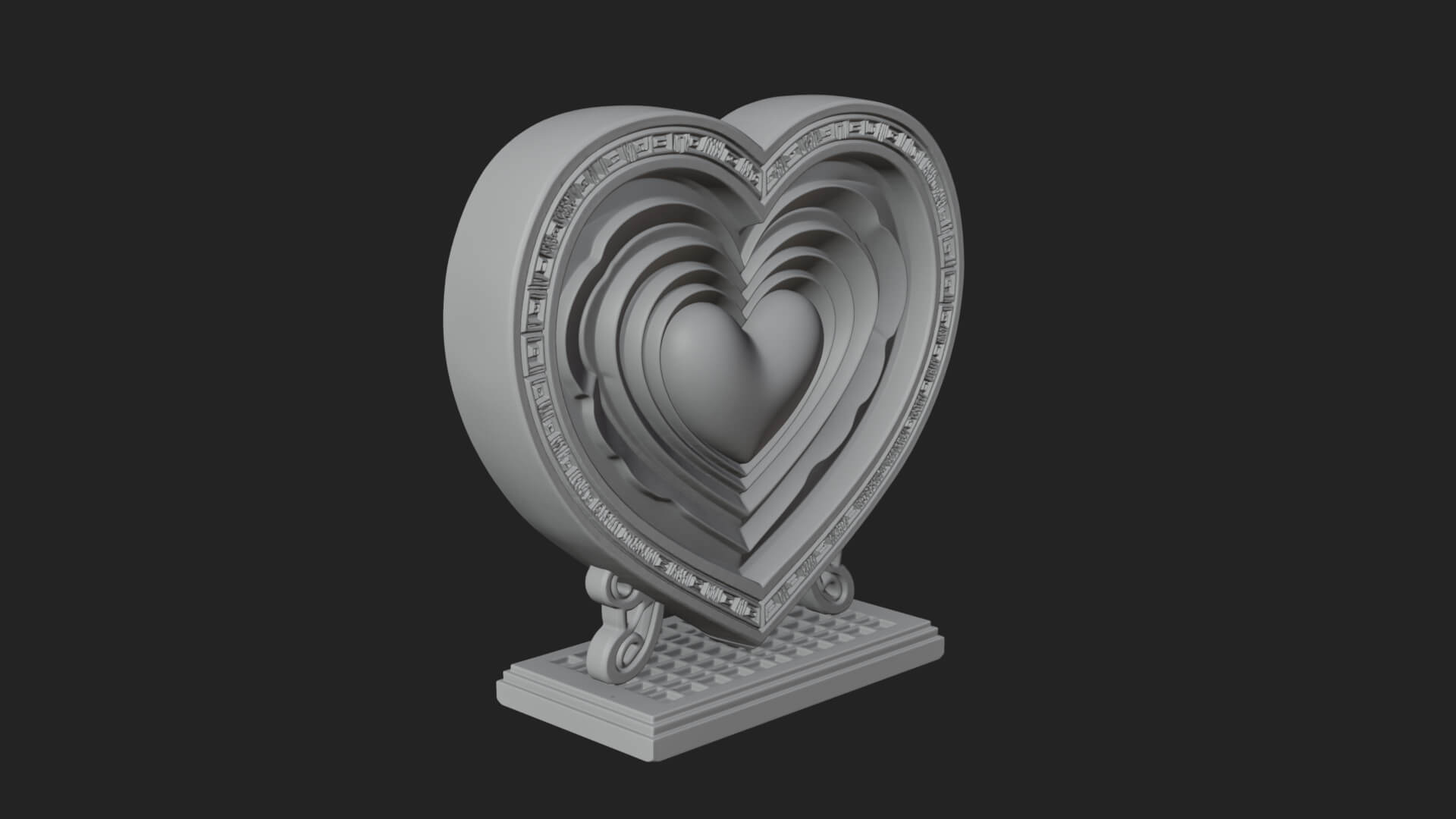Ornate Framed Heart Plaque Design 82 3D Print Model 3D Model