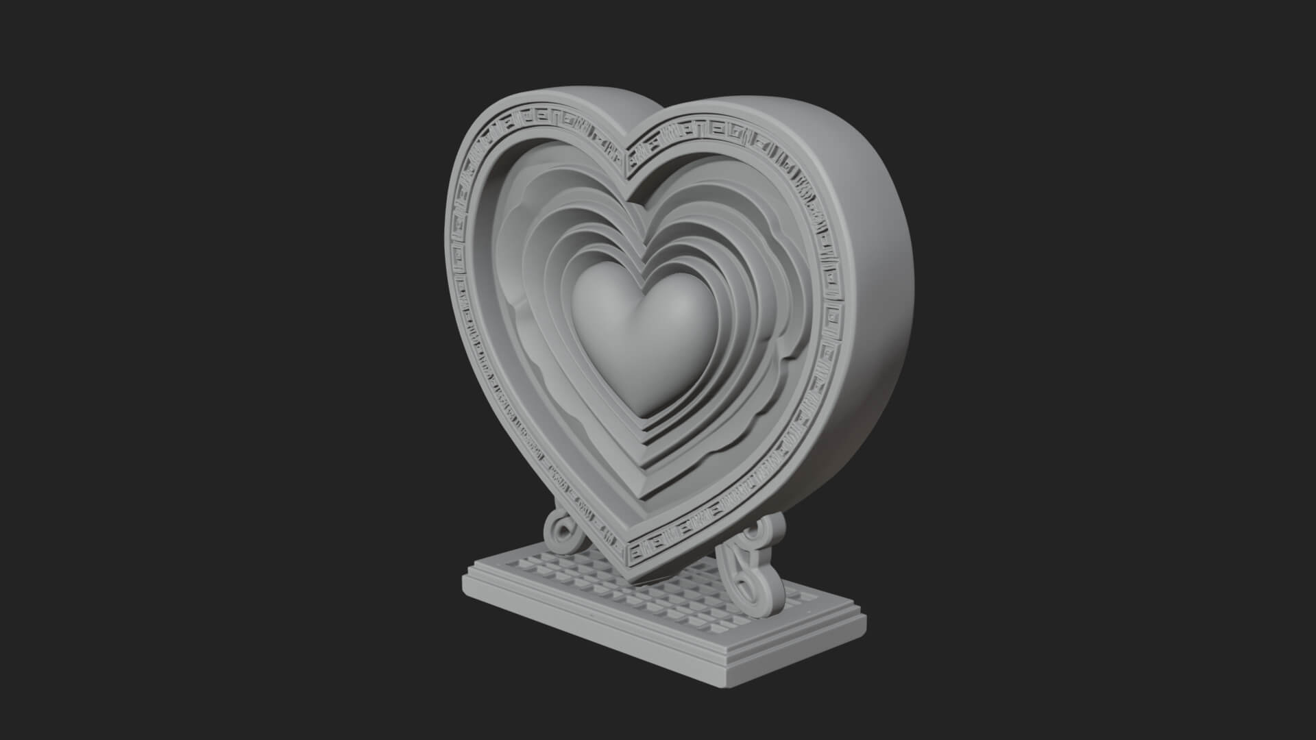 Ornate Framed Heart Plaque Design 82 3D Print Model 3D Model