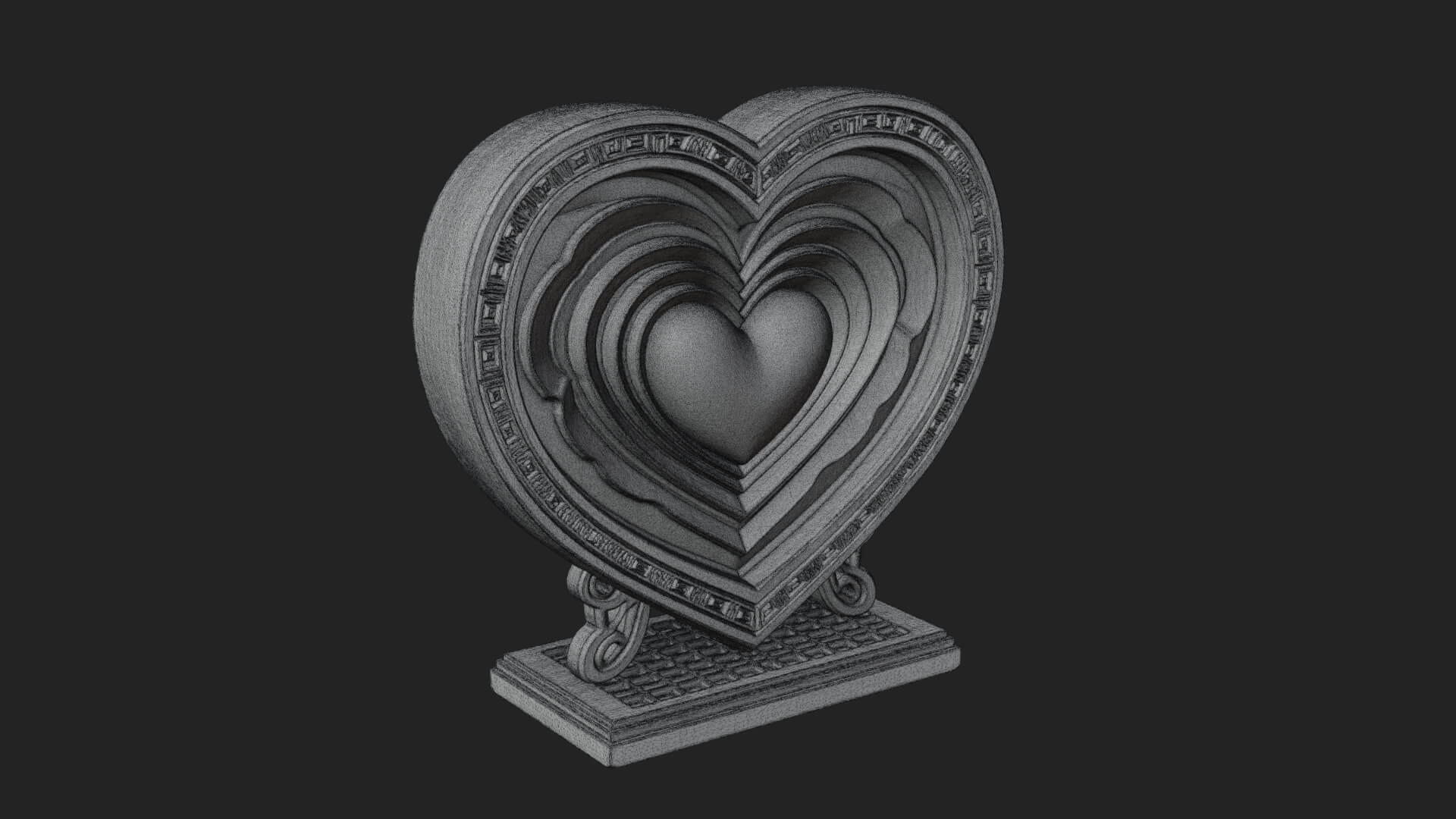 Ornate Framed Heart Plaque Design 82 3D Print Model 3D Model