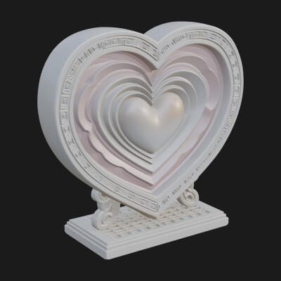 Ornate Framed Heart Plaque Design 82 3D Print Model