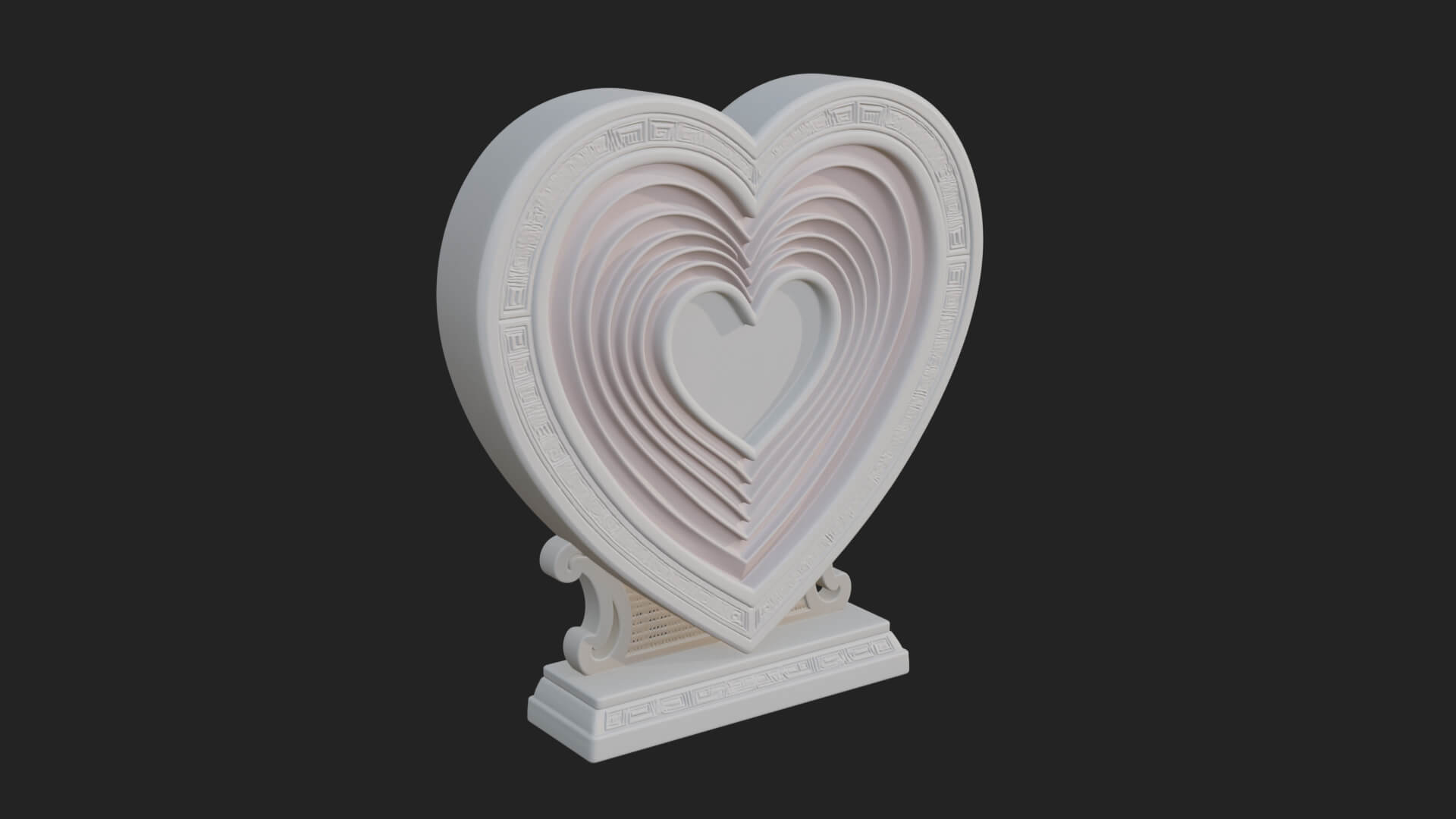 Ornate Framed Heart Plaque Design 83 3D Print Model 3D Model