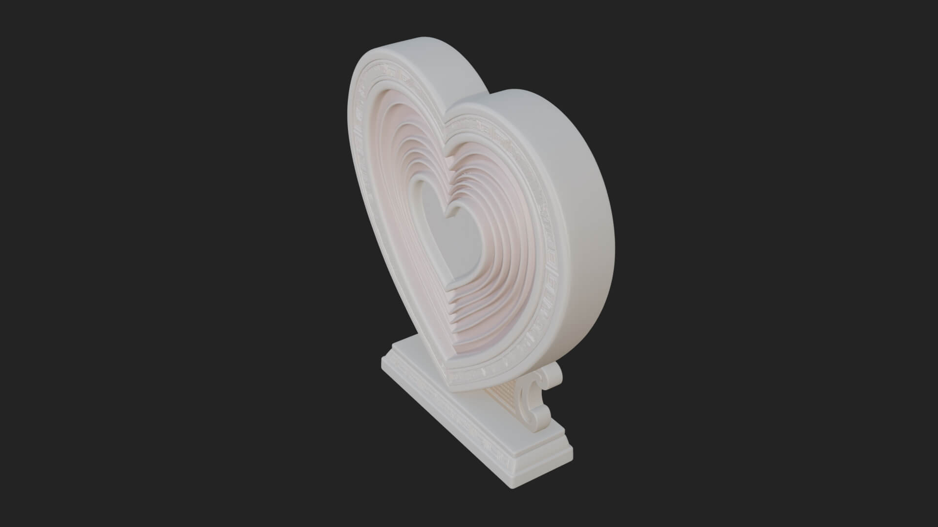 Ornate Framed Heart Plaque Design 83 3D Print Model 3D Model