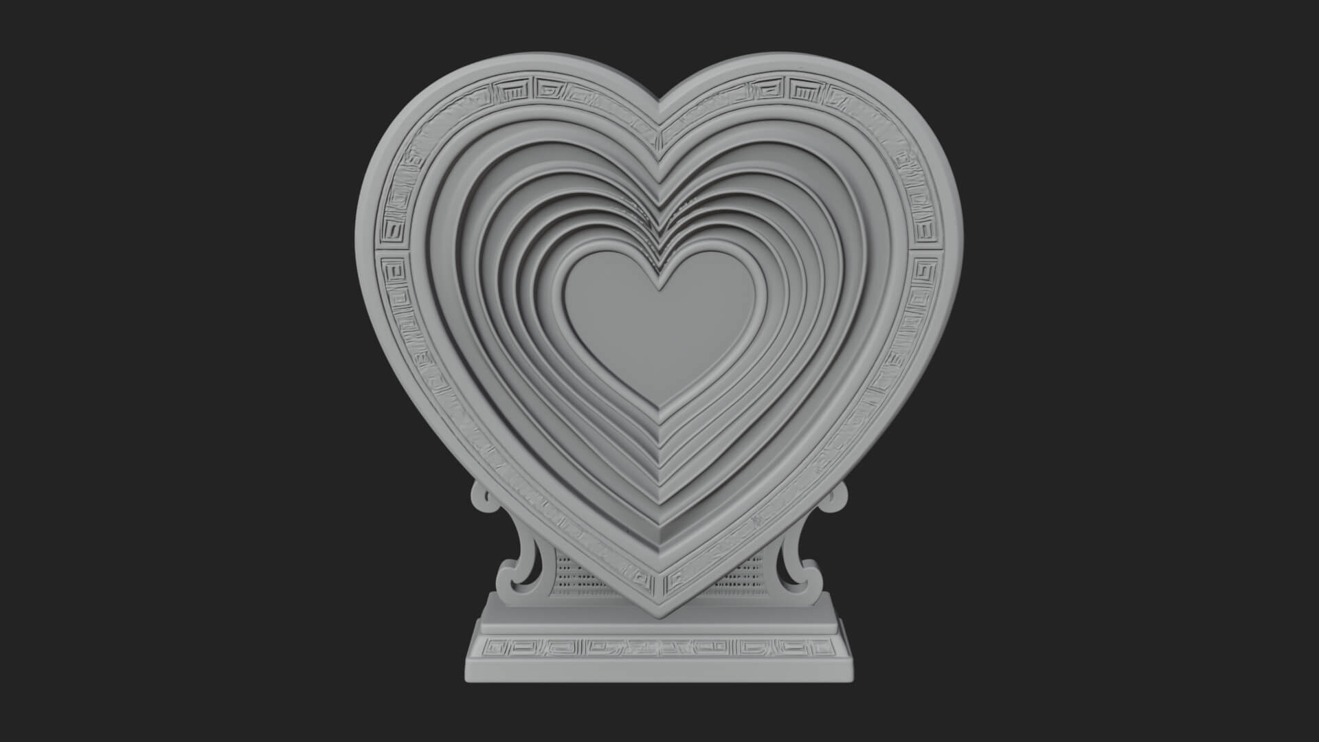 Ornate Framed Heart Plaque Design 83 3D Print Model 3D Model