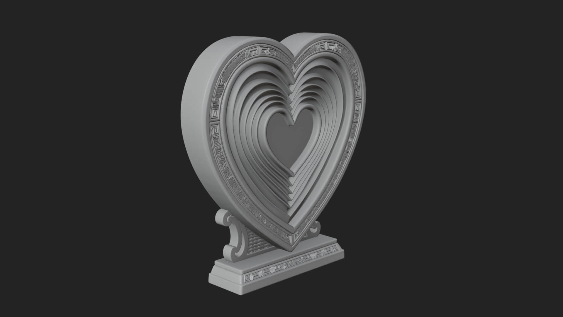 Ornate Framed Heart Plaque Design 83 3D Print Model 3D Model