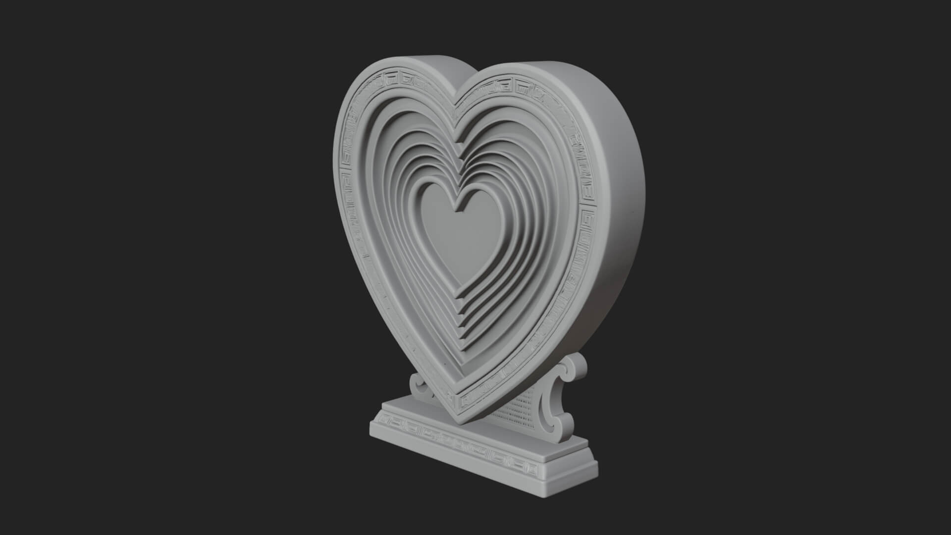 Ornate Framed Heart Plaque Design 83 3D Print Model 3D Model