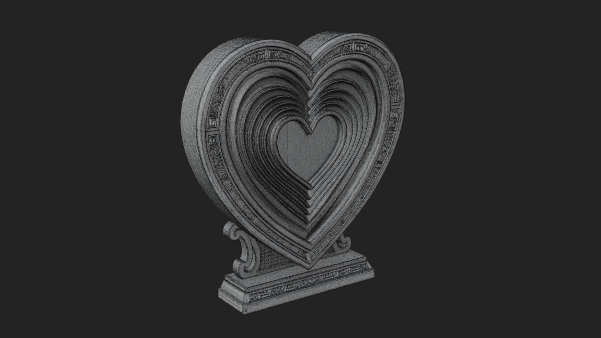 Ornate Framed Heart Plaque Design 83 3D Print Model 3D Model