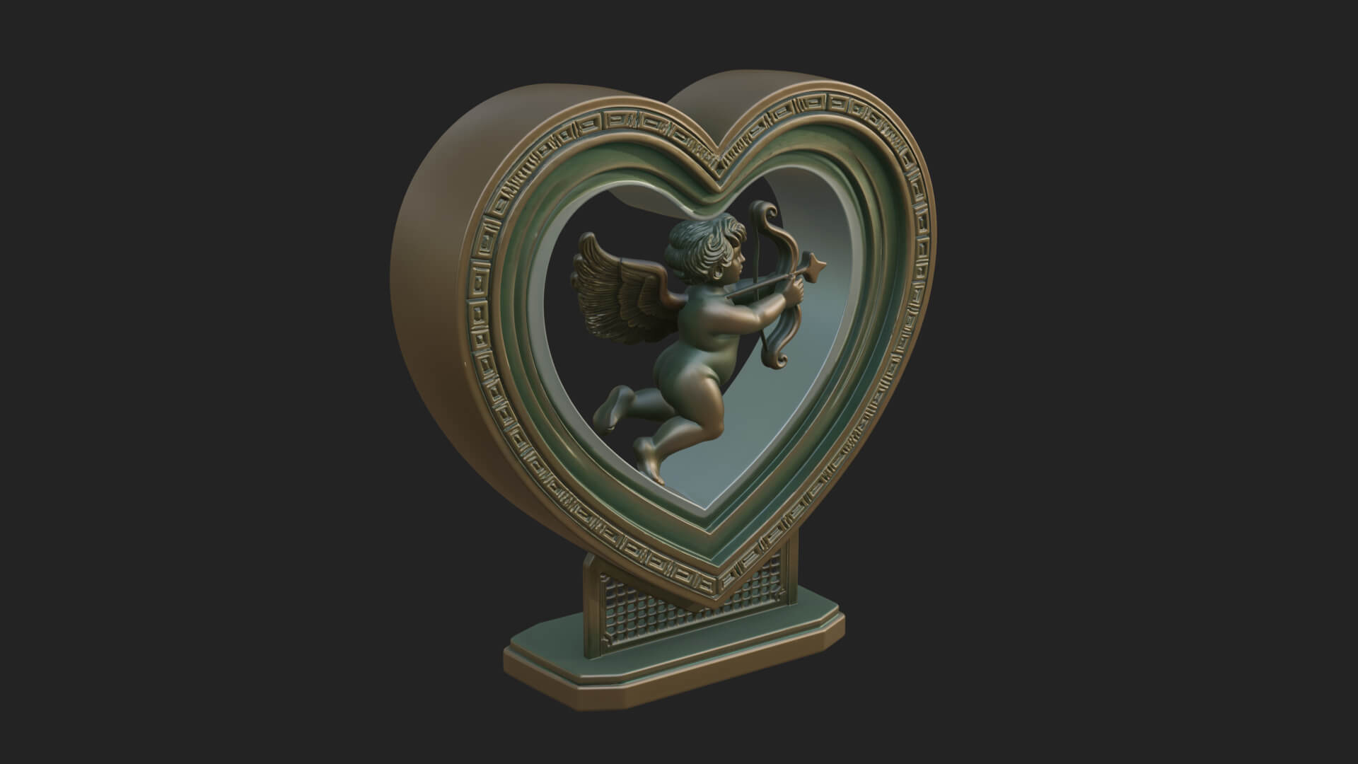 Ornate Framed Heart Plaque Design 84 3D Print Model 3D Model