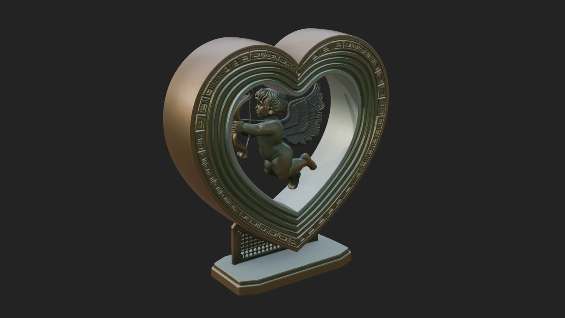 Ornate Framed Heart Plaque Design 84 3D Print Model 3D Model