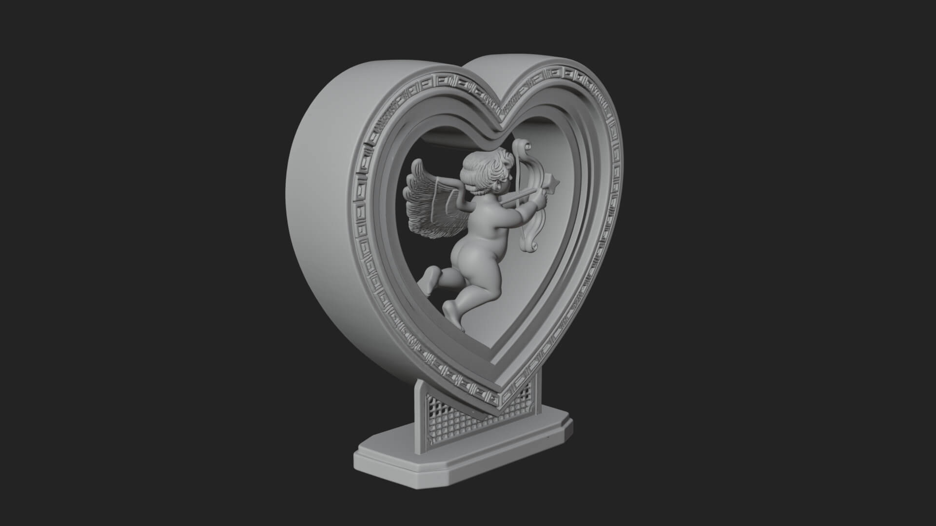 Ornate Framed Heart Plaque Design 84 3D Print Model 3D Model