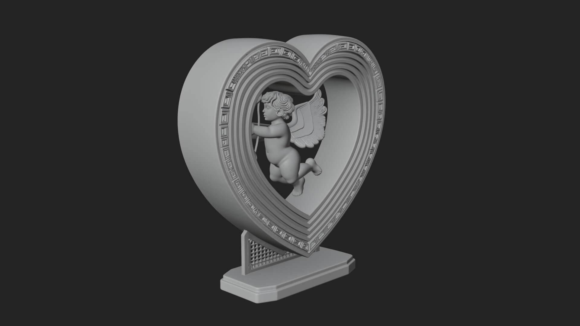Ornate Framed Heart Plaque Design 84 3D Print Model 3D Model
