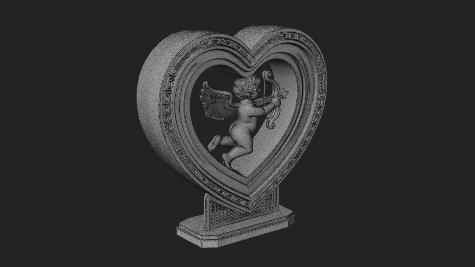 Ornate Framed Heart Plaque Design 84 3D Print Model 3D Model