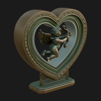 Ornate Framed Heart Plaque Design 84 3D Print Model