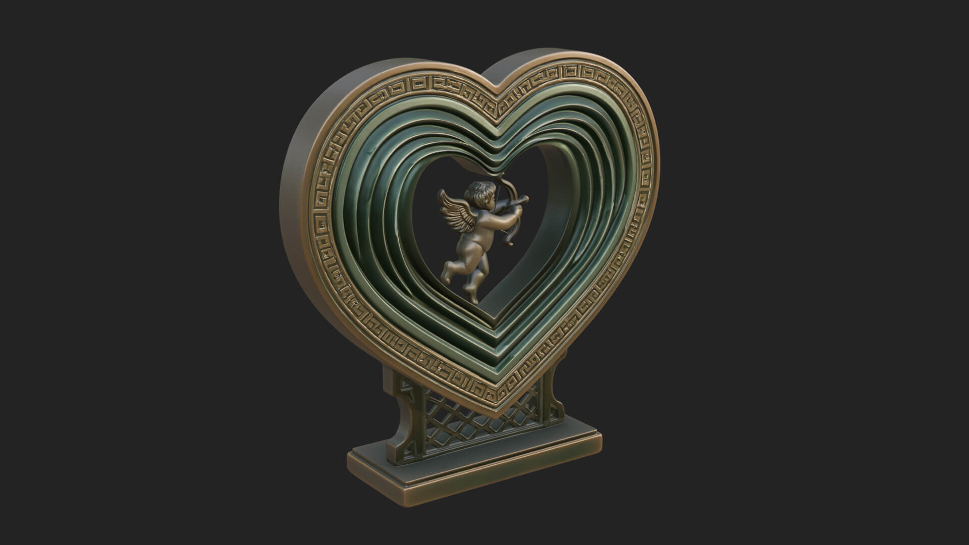 Ornate Framed Heart Plaque Design 85 3D Print Model 3D Model