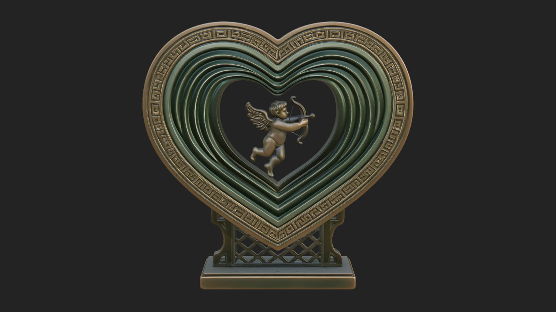 Ornate Framed Heart Plaque Design 85 3D Print Model 3D Model