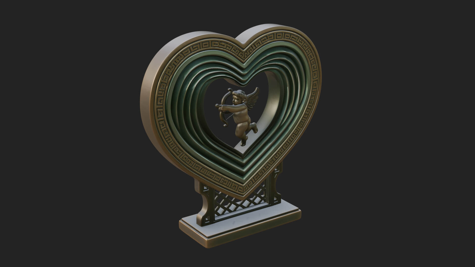 Ornate Framed Heart Plaque Design 85 3D Print Model 3D Model