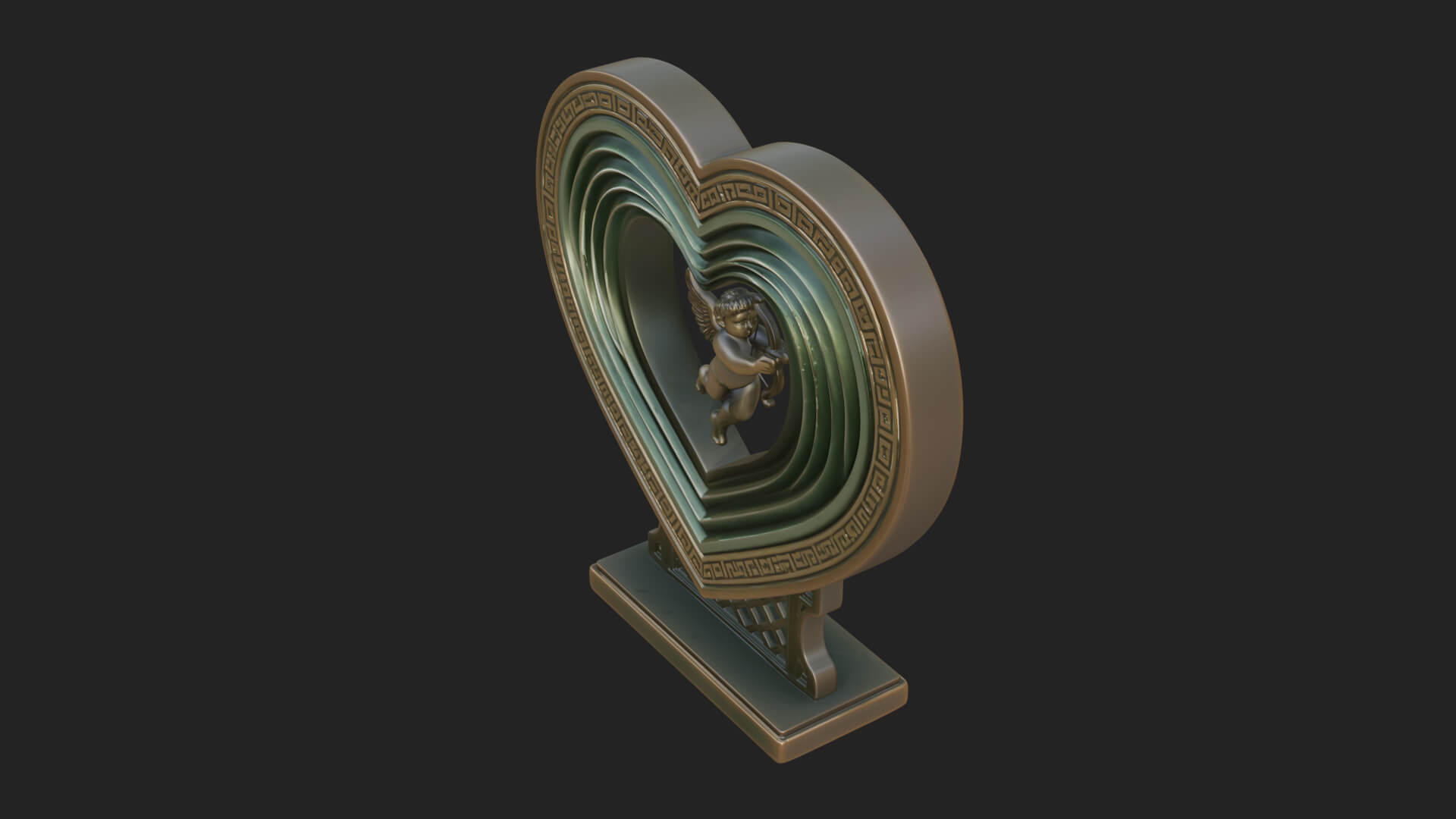 Ornate Framed Heart Plaque Design 85 3D Print Model 3D Model