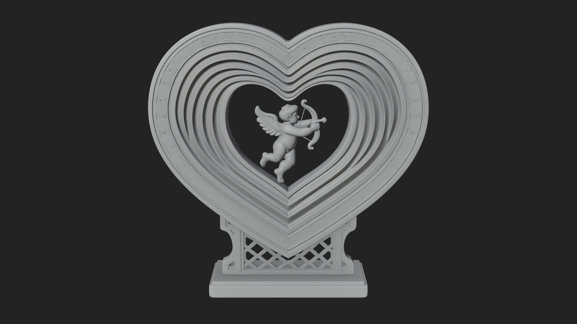 Ornate Framed Heart Plaque Design 85 3D Print Model 3D Model