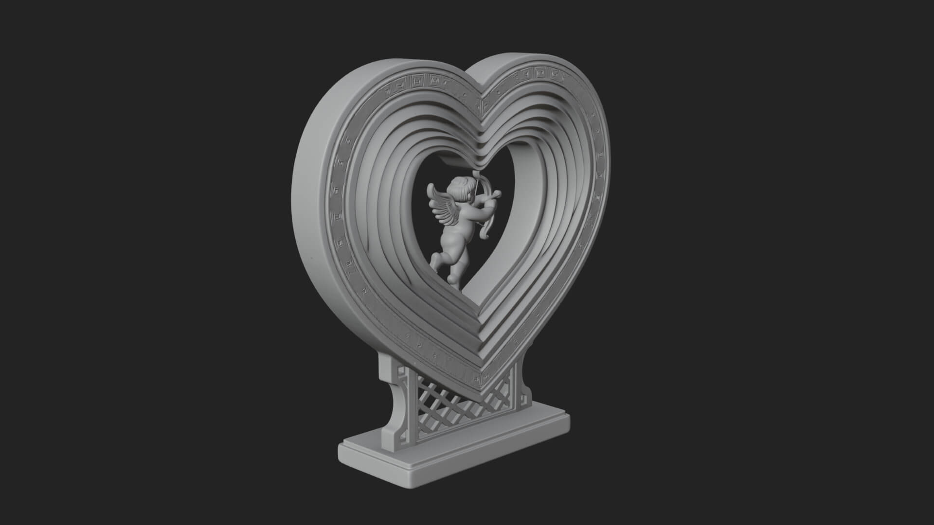 Ornate Framed Heart Plaque Design 85 3D Print Model 3D Model