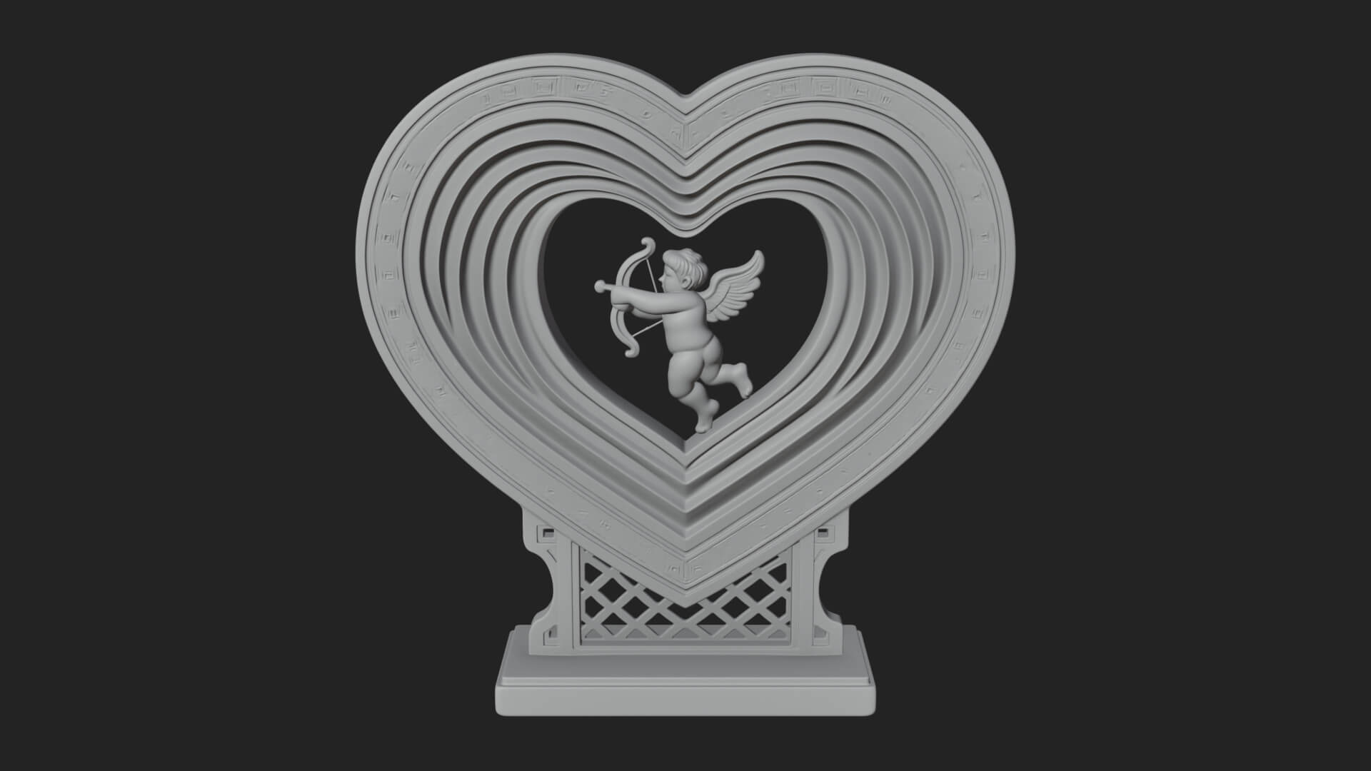Ornate Framed Heart Plaque Design 85 3D Print Model 3D Model