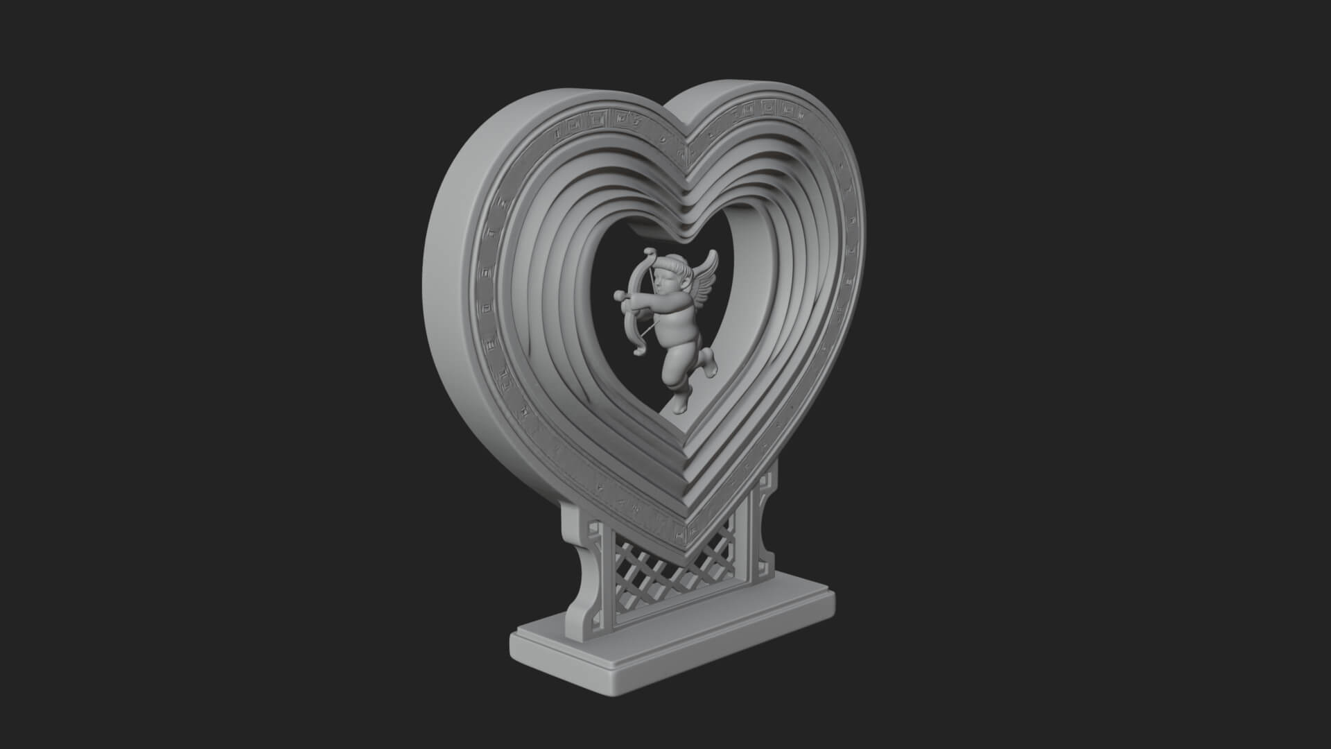 Ornate Framed Heart Plaque Design 85 3D Print Model 3D Model