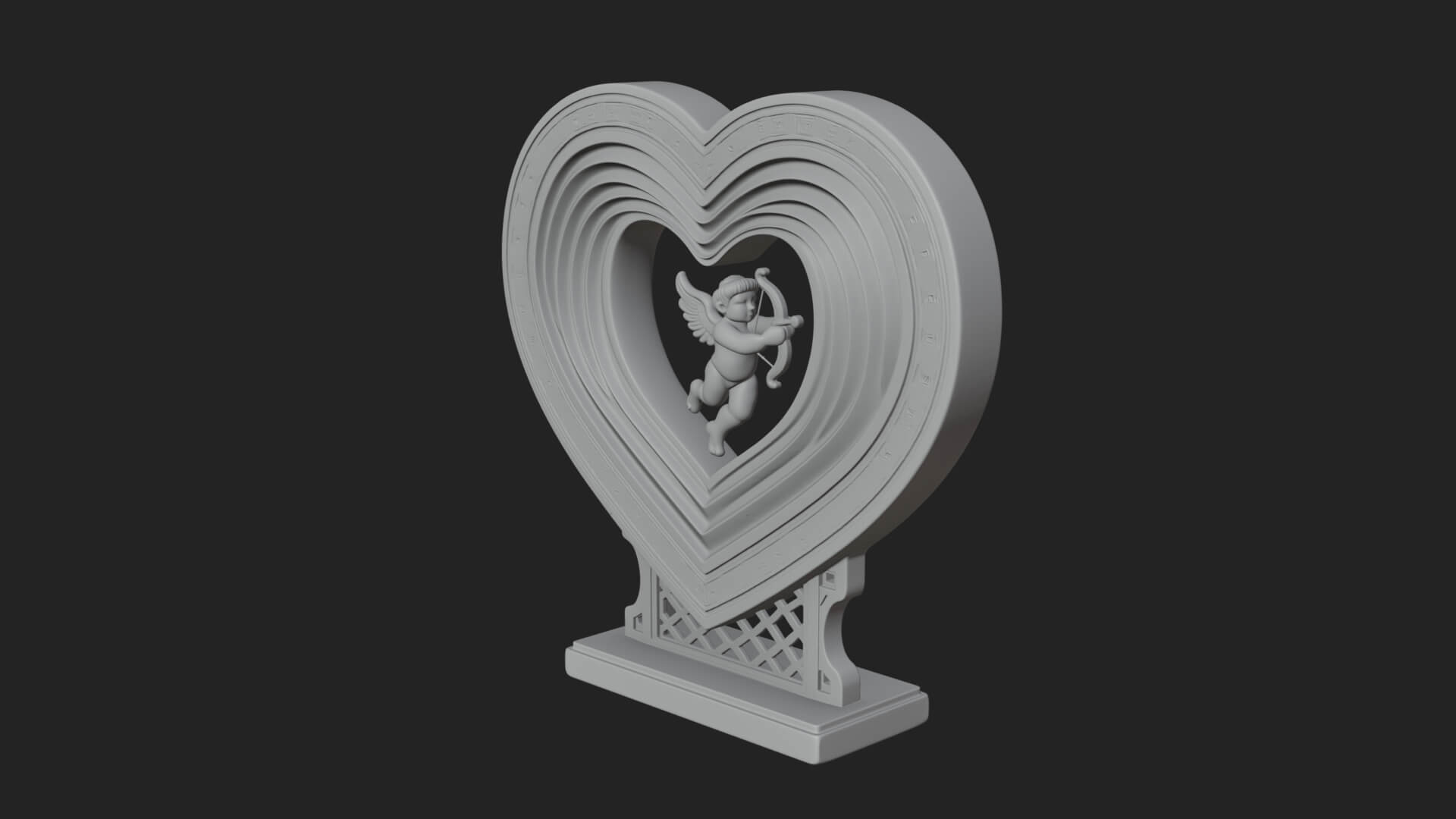 Ornate Framed Heart Plaque Design 85 3D Print Model 3D Model