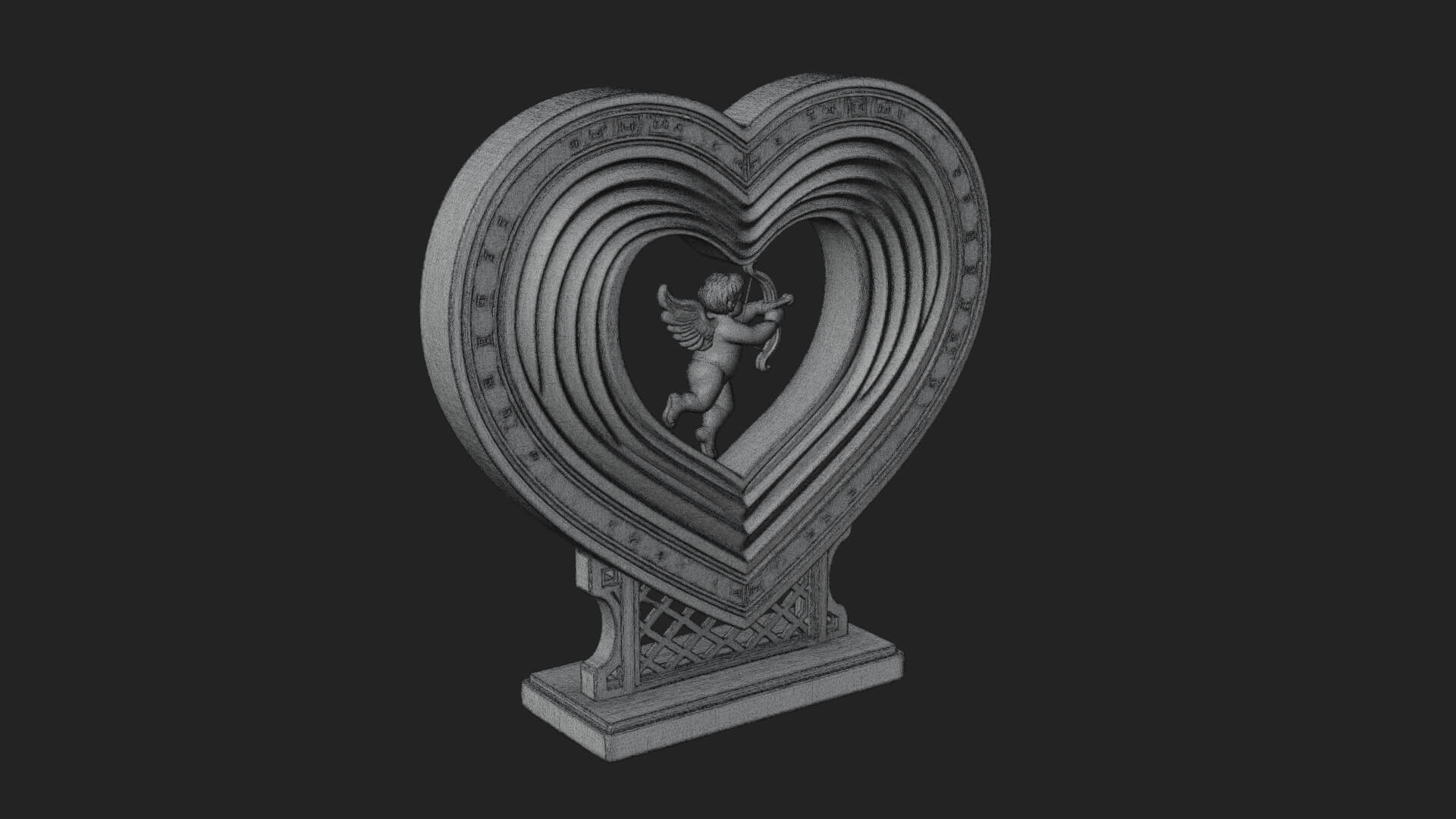 Ornate Framed Heart Plaque Design 85 3D Print Model 3D Model