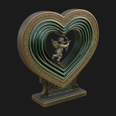 Ornate Framed Heart Plaque Design 85 3D Print Model