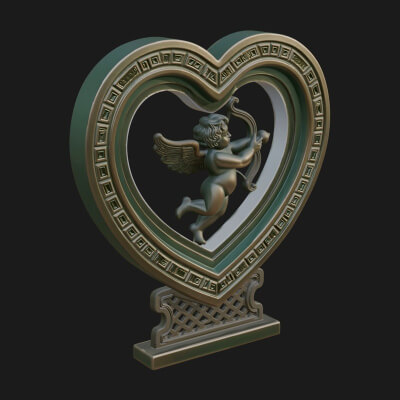 Ornate Framed Heart Plaque Design 86 3D Print Model