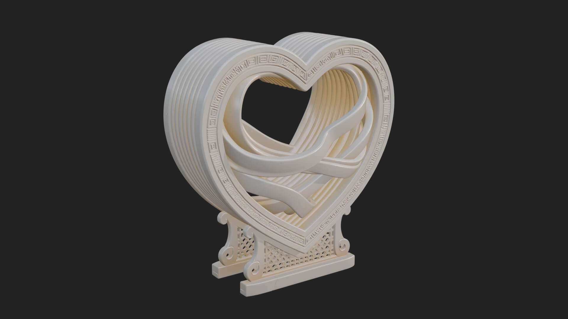 Ornate Framed Heart Plaque Design 87 3D Print Model 3D Model