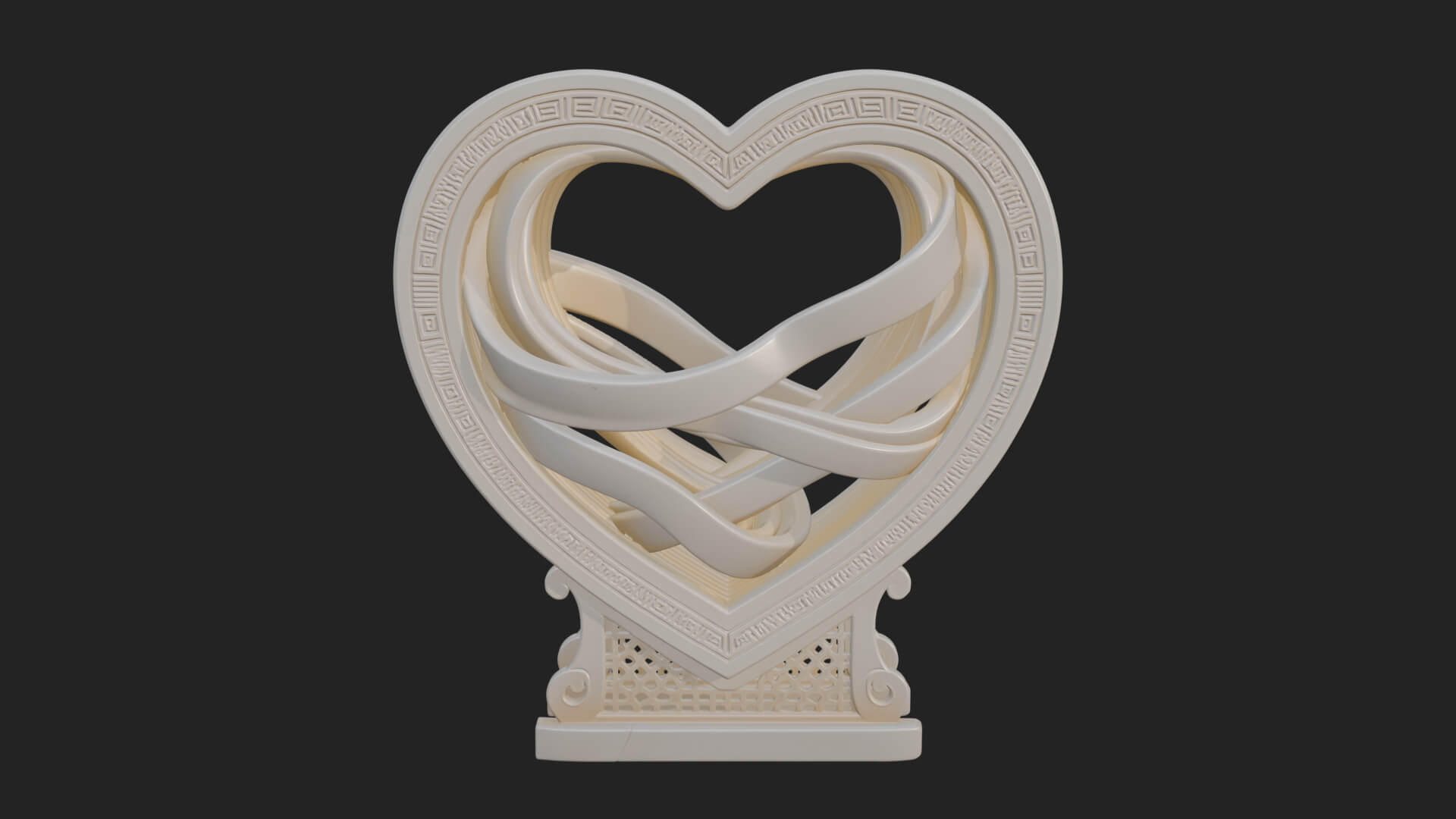 Ornate Framed Heart Plaque Design 87 3D Print Model 3D Model
