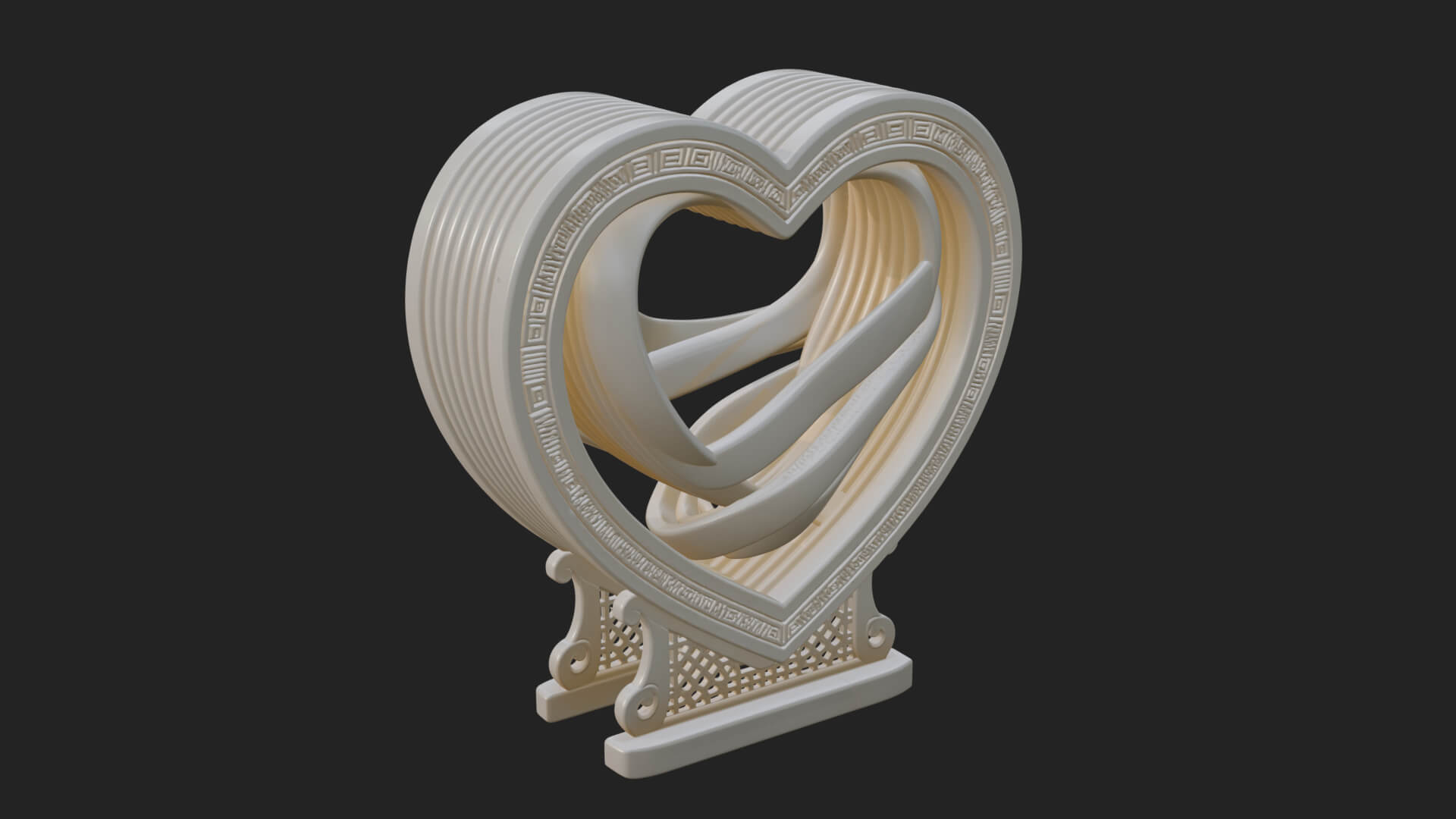 Ornate Framed Heart Plaque Design 87 3D Print Model 3D Model