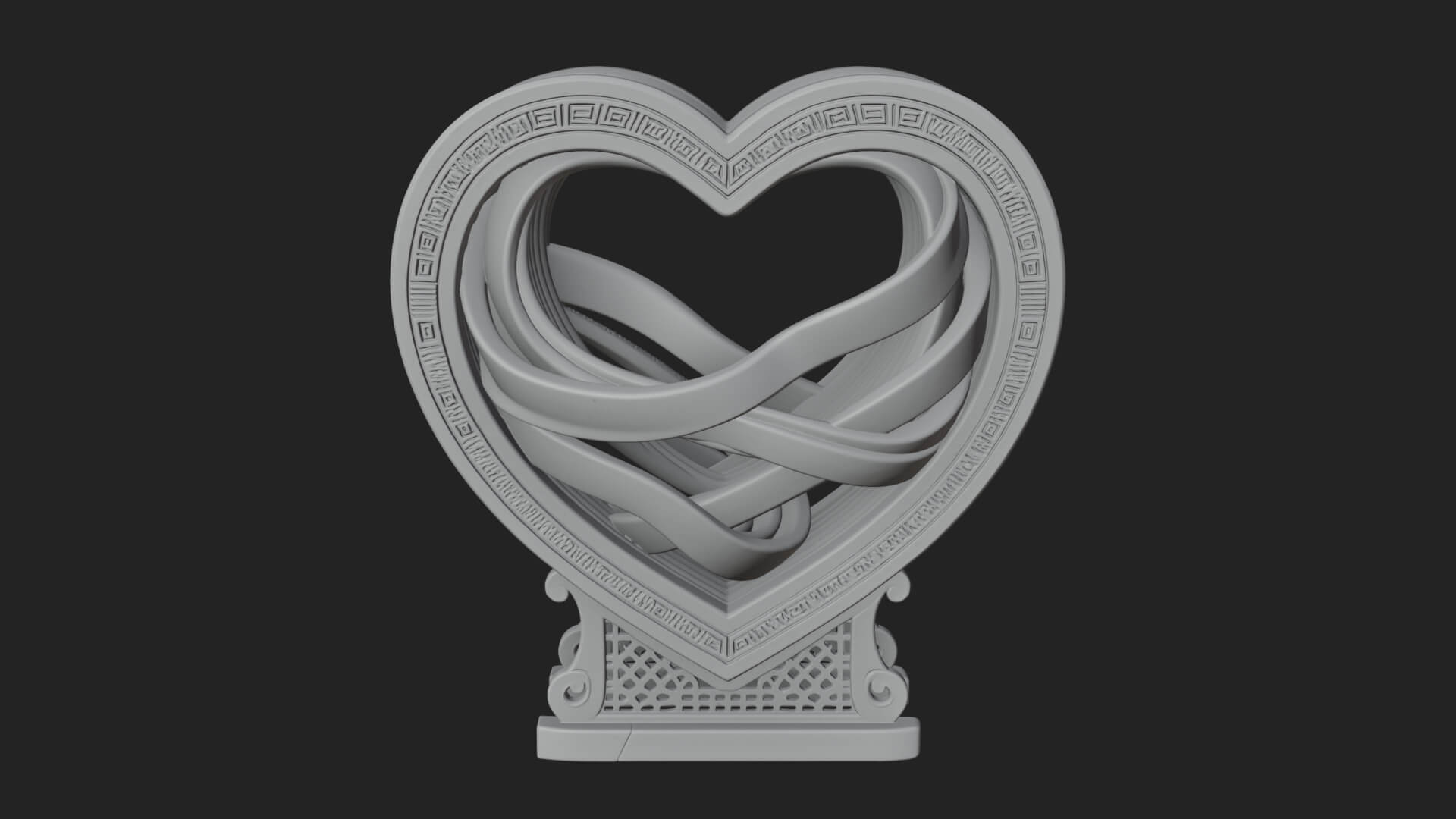 Ornate Framed Heart Plaque Design 87 3D Print Model 3D Model