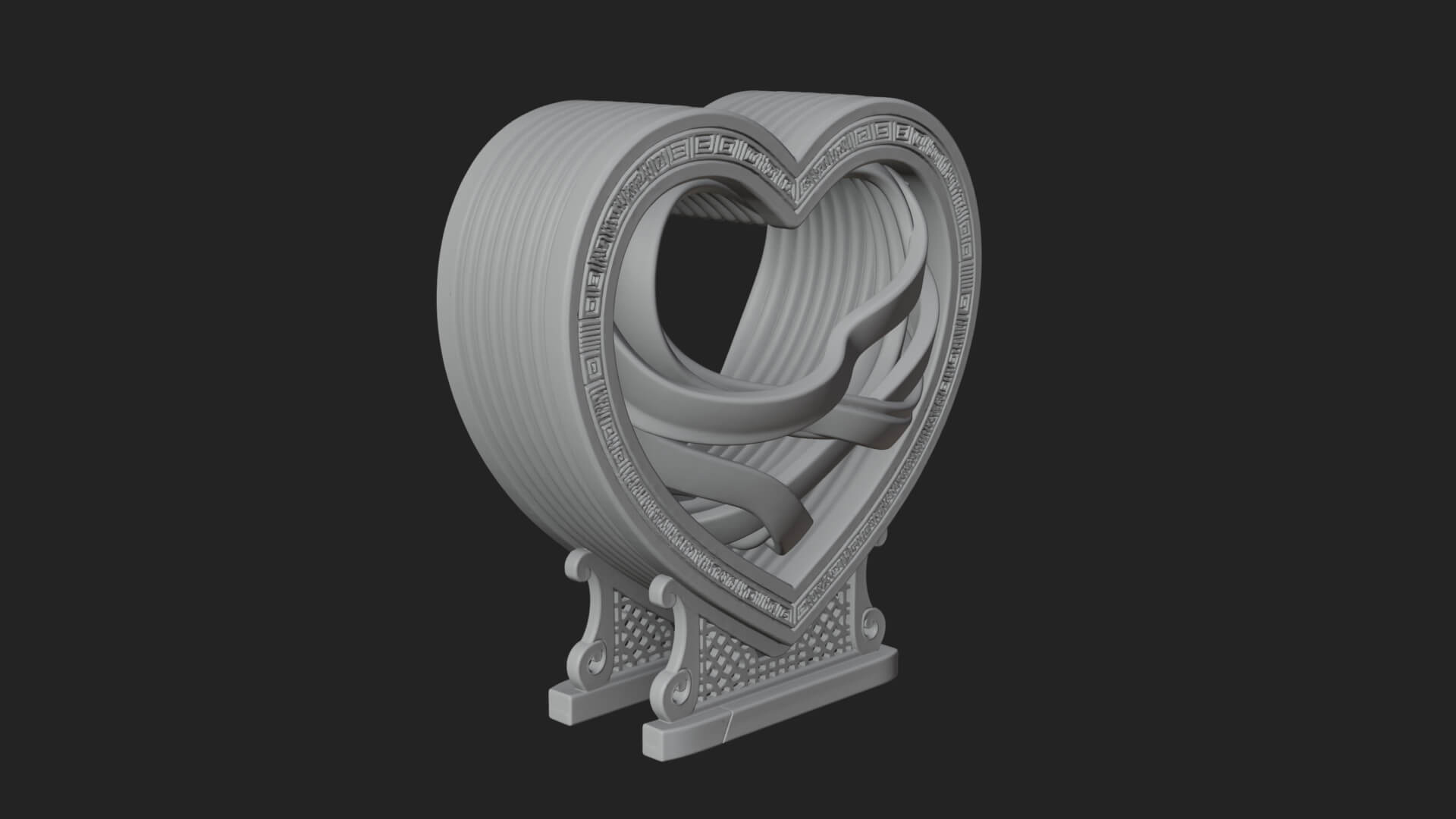 Ornate Framed Heart Plaque Design 87 3D Print Model 3D Model
