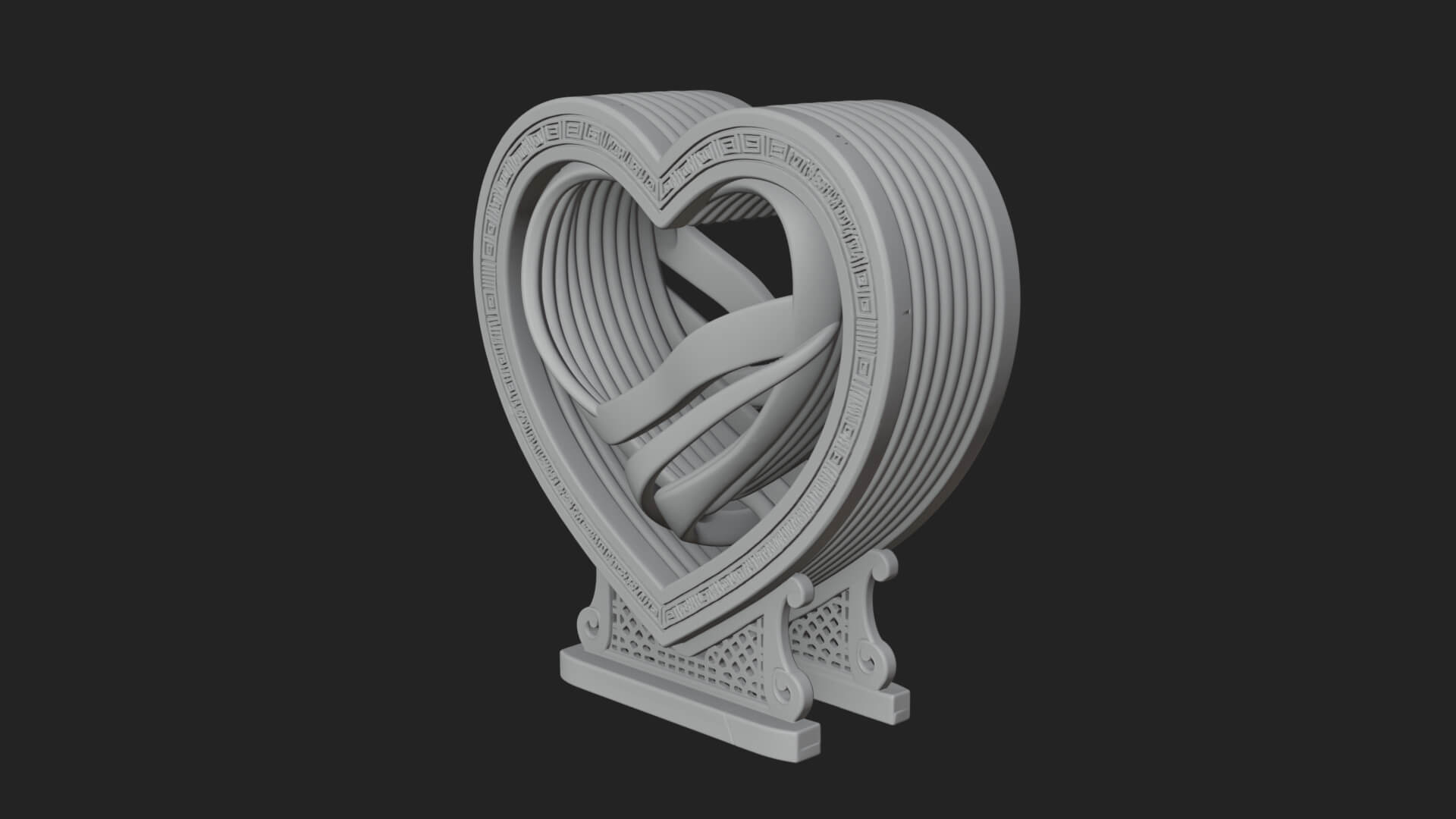 Ornate Framed Heart Plaque Design 87 3D Print Model 3D Model