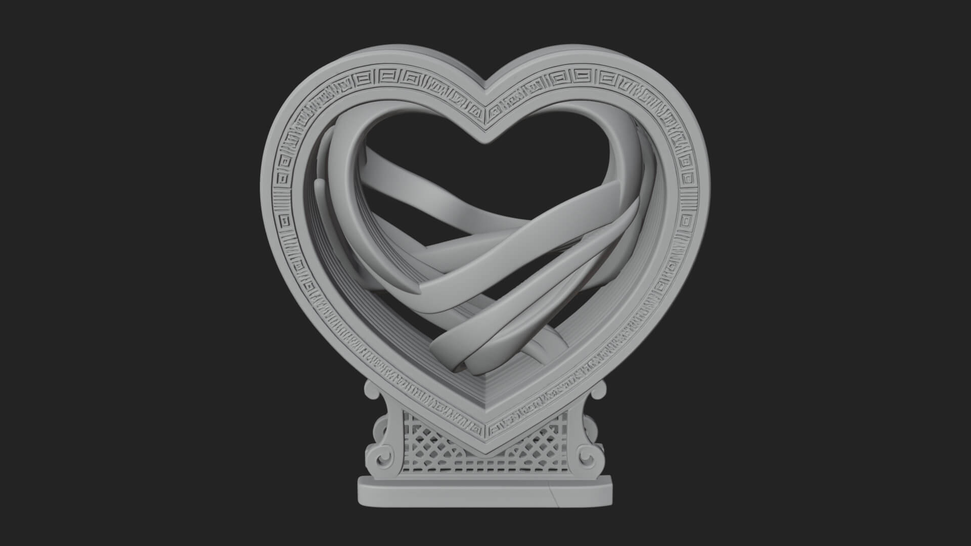 Ornate Framed Heart Plaque Design 87 3D Print Model 3D Model