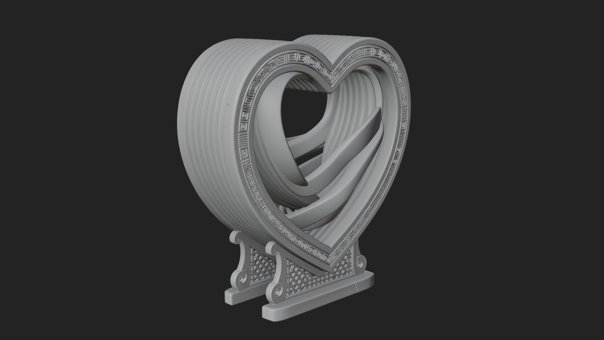 Ornate Framed Heart Plaque Design 87 3D Print Model 3D Model