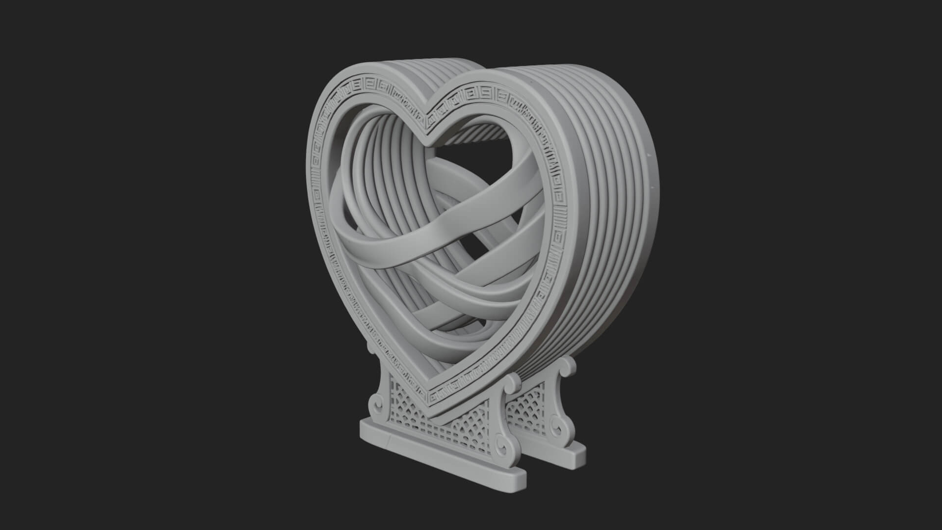 Ornate Framed Heart Plaque Design 87 3D Print Model 3D Model