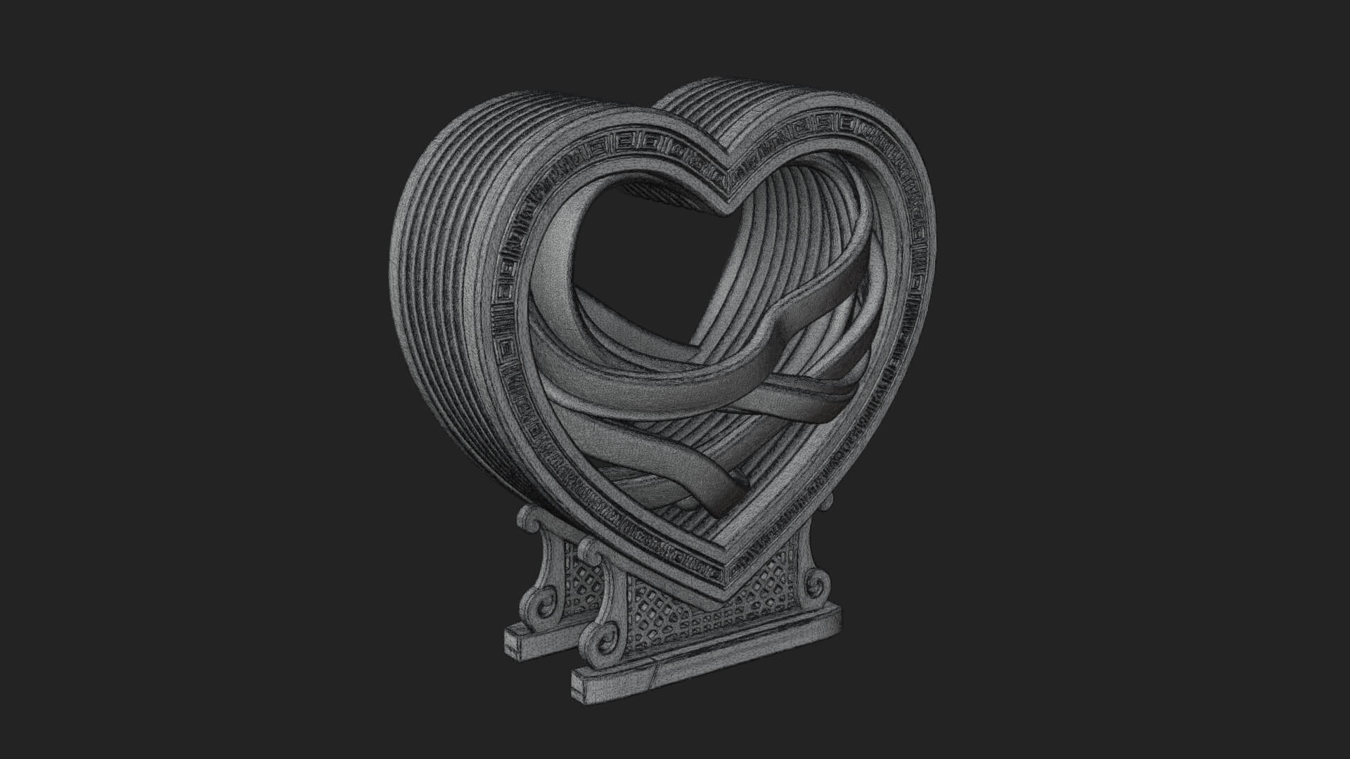 Ornate Framed Heart Plaque Design 87 3D Print Model 3D Model