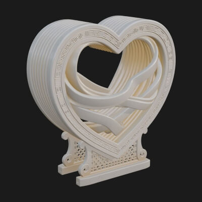 Ornate Framed Heart Plaque Design 87 3D Print Model