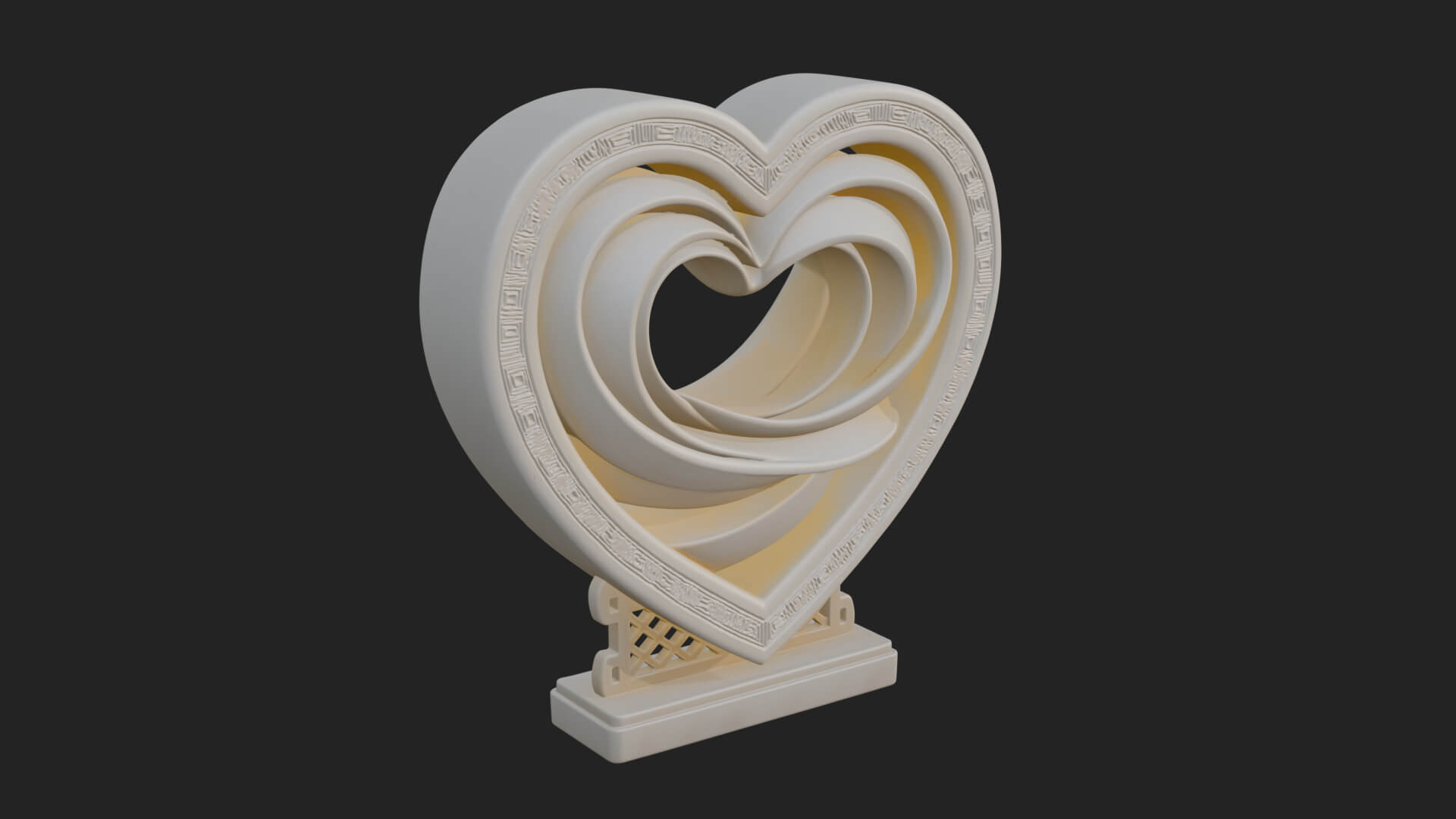 Ornate Framed Heart Plaque Design 88 3D Print Model 3D Model