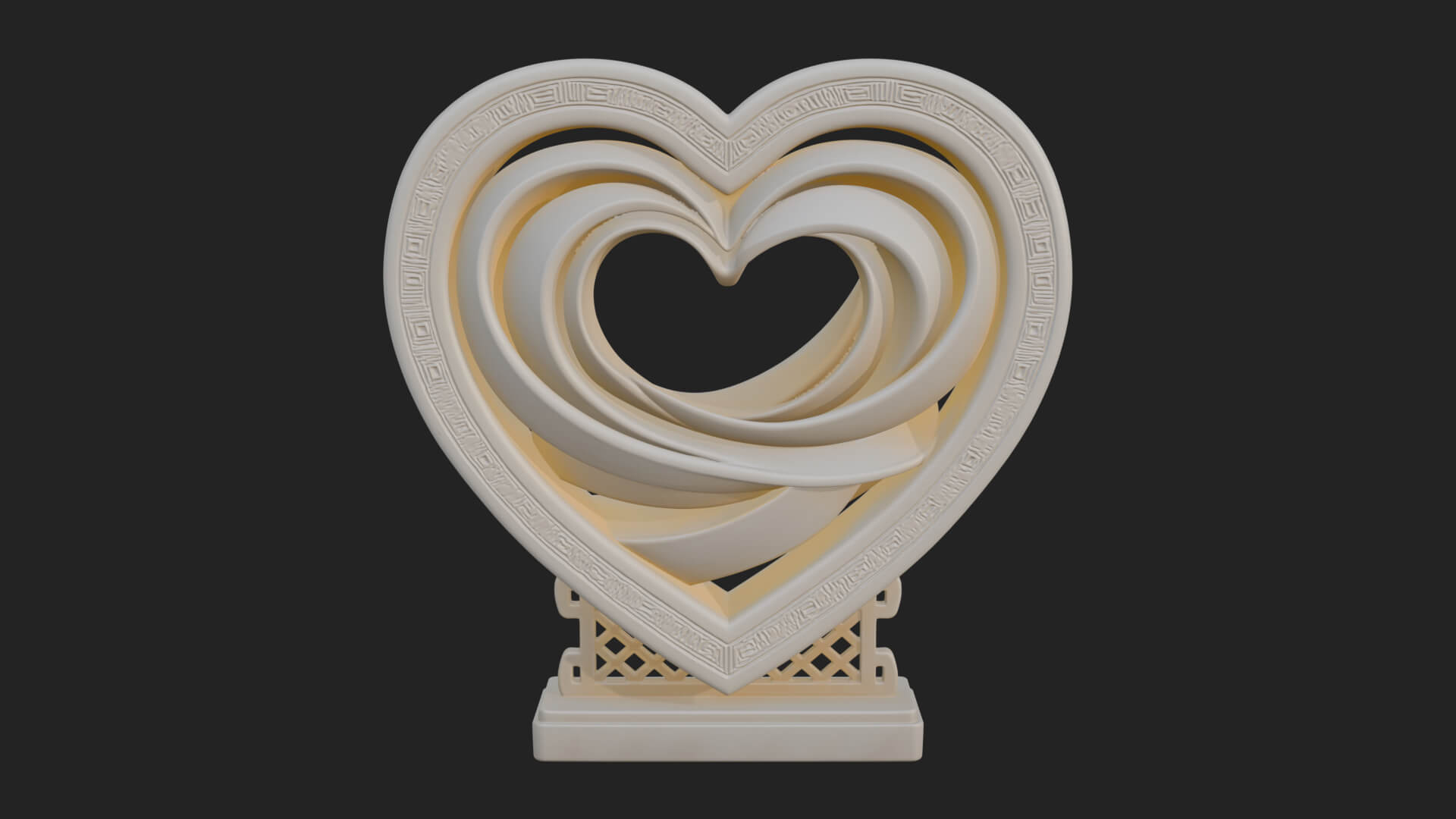 Ornate Framed Heart Plaque Design 88 3D Print Model 3D Model