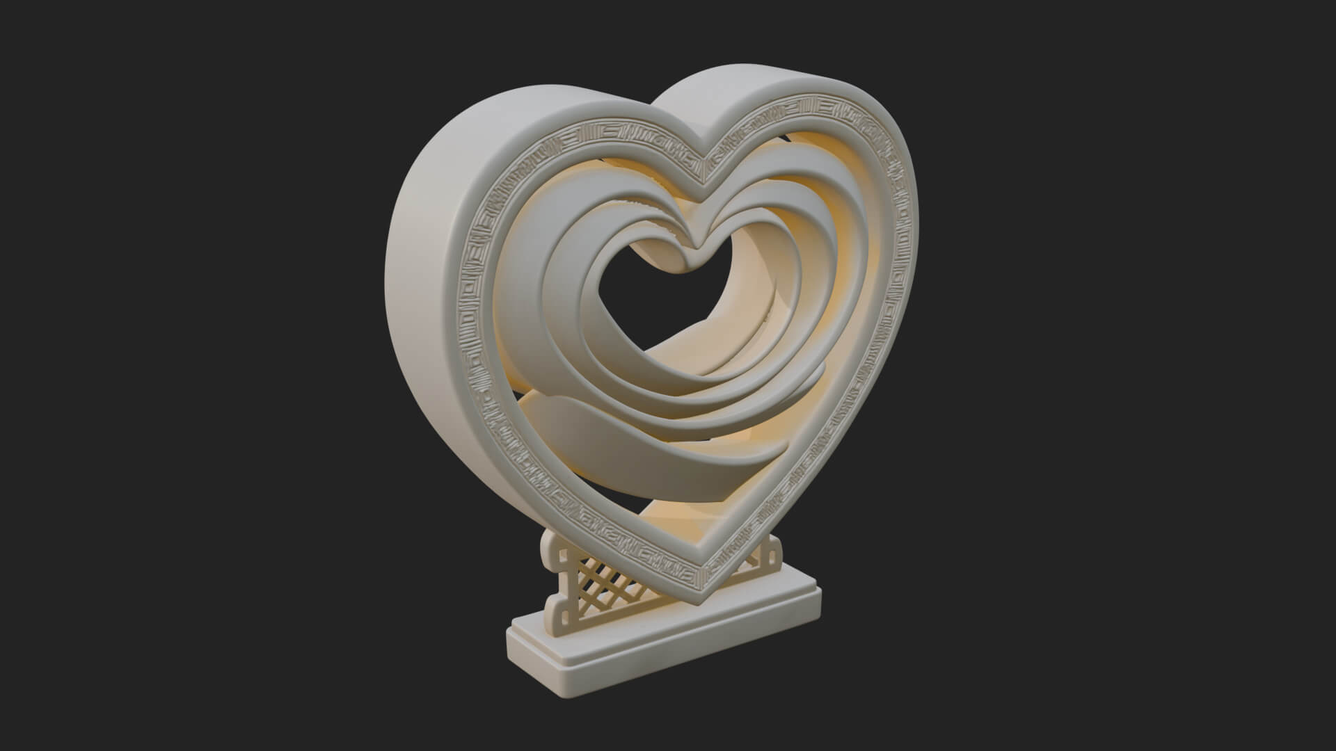 Ornate Framed Heart Plaque Design 88 3D Print Model 3D Model